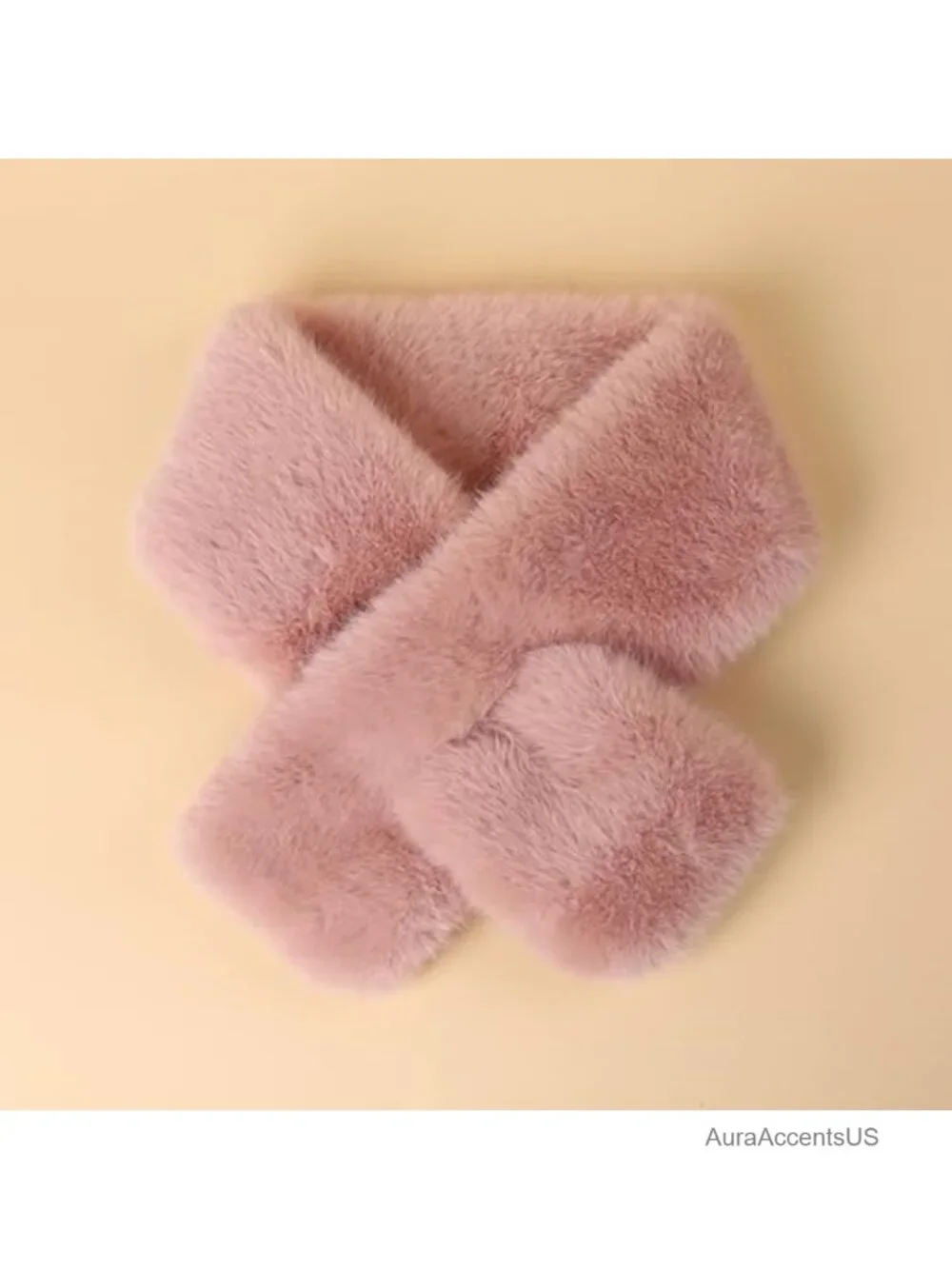 Faux Fur Collar Scarf for Women, Neck Warmer with Loophole Design